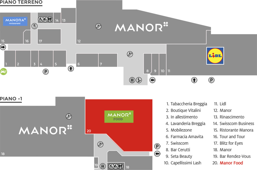 Posizione di Manor Food all'interno del Centro Breggia Balerna