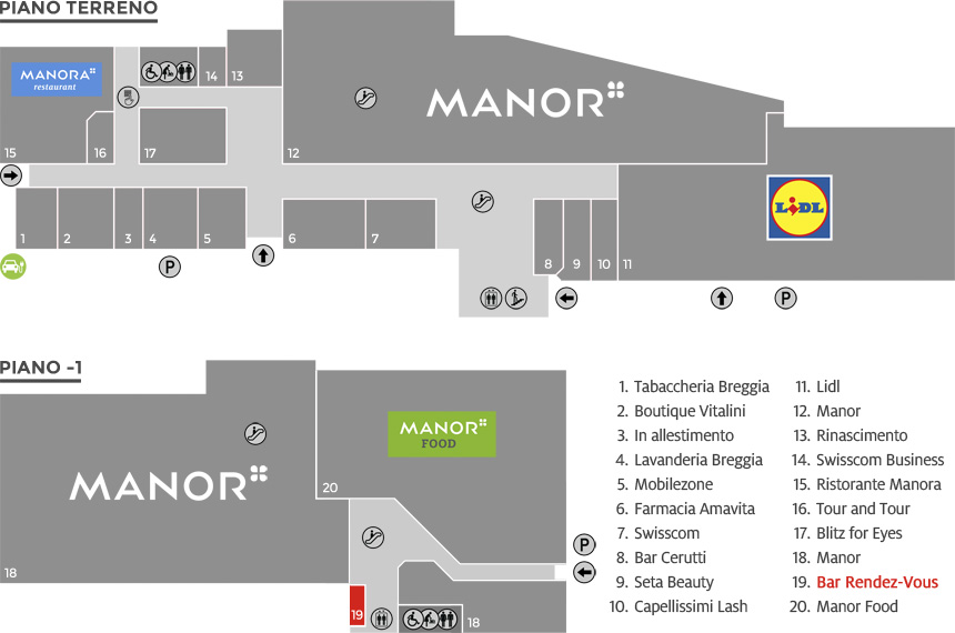 Posizione di Bar Rendez-vous all'interno del Centro Breggia Balerna